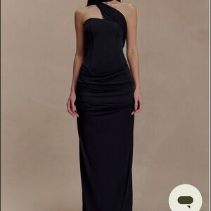 Meshki Black One-Shoulder Gown